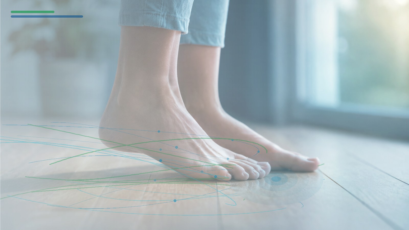 Barfüße mit feinen Nervenlinien als Symbol für Polyneuropathie der Füße
